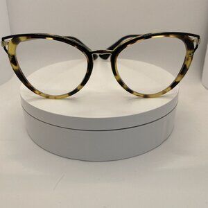 Prada Eyeglasses VPR 53U 7S0-1O1 Tortoise/Black & Gold Cat Eye Italy 52 19 145
